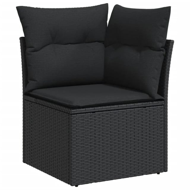 vidaXL 6-tlg Garten-Sofagarnitur mit Kissen Schwarz Poly Rattan Modell 177