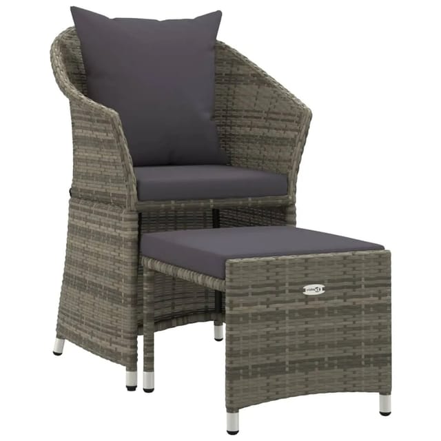vidaXL 2-tlg Garten-Lounge-Set mit Kissen Grau Poly Rattan Modell 2