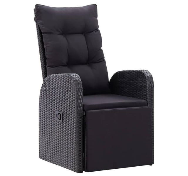 vidaXL 11-tlg Garten-Essgruppe mit Kissen Schwarz Poly Rattan Modell 45