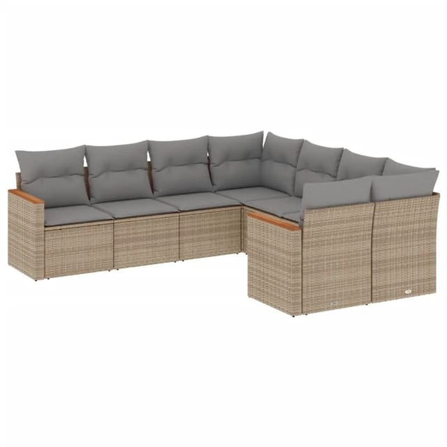 vidaXL 8-tlg Garten-Sofagarnitur mit Kissen Beige Poly Rattan Modell 263