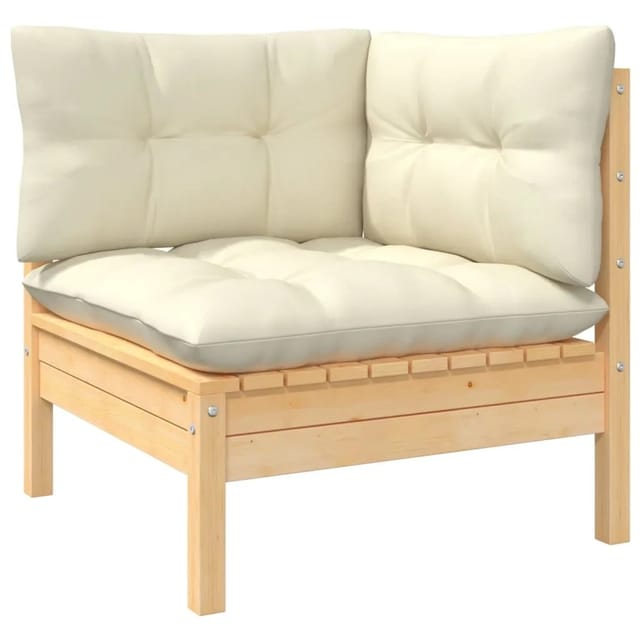vidaXL 10-tlg Garten-Lounge-Set mit Creme Kissen Massivholz Kiefer Modell 9