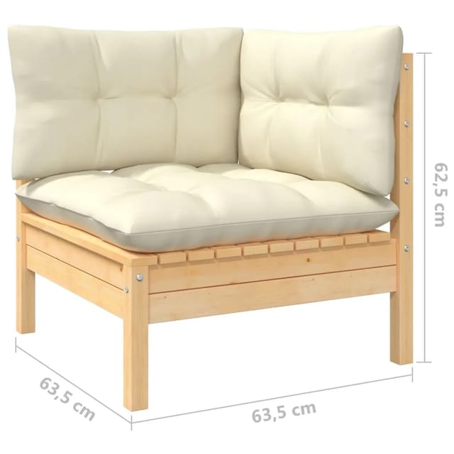 vidaXL 7-tlg Garten-Lounge-Set mit Creme Kissen Massivholz Kiefer Modell 3