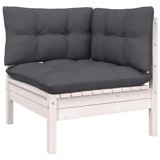 vidaXL 9-tlg Garten-Lounge-Set mit Kissen Weiß Massivholz Kiefer