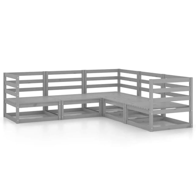 vidaXL 5-tlg Garten-Lounge-Set Grau Kiefer Massivholz Modell 17