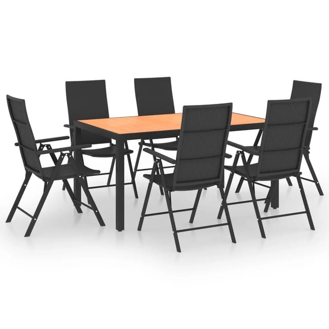 vidaXL 7-tlg Garten-Essgruppe Schwarz und Braun Modell 1