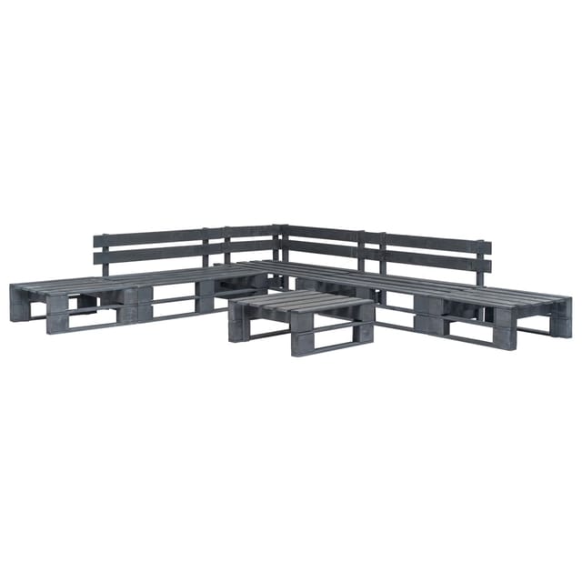 vidaXL 6-tlg Garten-Sofagarnitur aus Paletten Holz Grau Modell 1