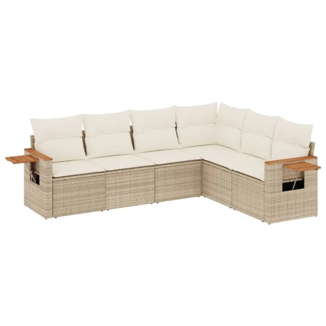 vidaXL 6-tlg Garten-Sofagarnitur mit Kissen Beige Poly Rattan Modell 277