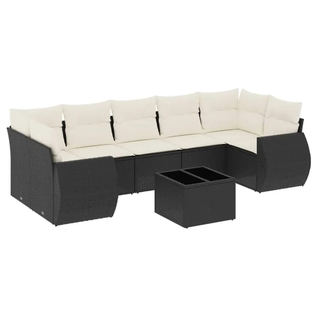 vidaXL 8-tlg Garten-Sofagarnitur mit Kissen Schwarz Poly Rattan Modell 230