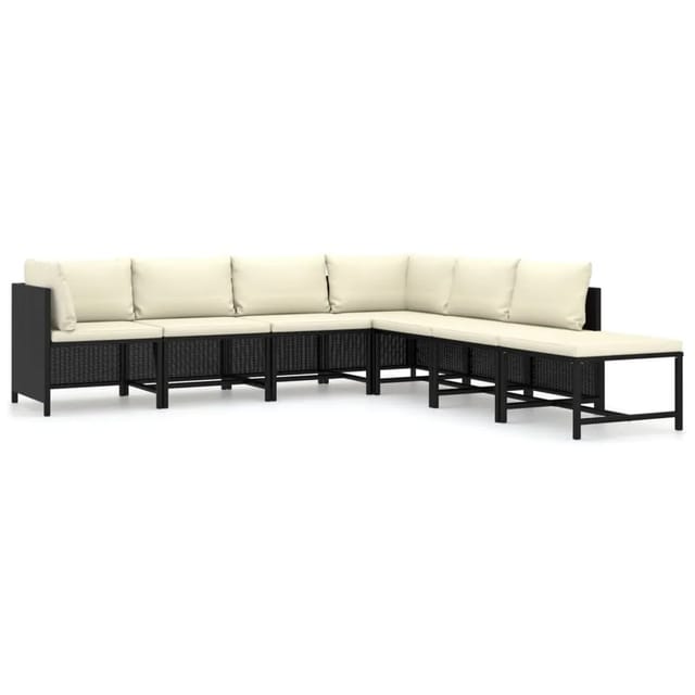 vidaXL 7-tlg Garten-Lounge-Set mit Kissen Poly Rattan Schwarz Modell 8