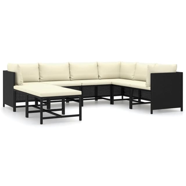 vidaXL 8-tlg Garten-Lounge-Set mit Kissen Poly Rattan Schwarz Modell 7