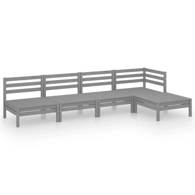 vidaXL 5-tlg Garten-Lounge-Set Massivholz Kiefer Grau Modell 2