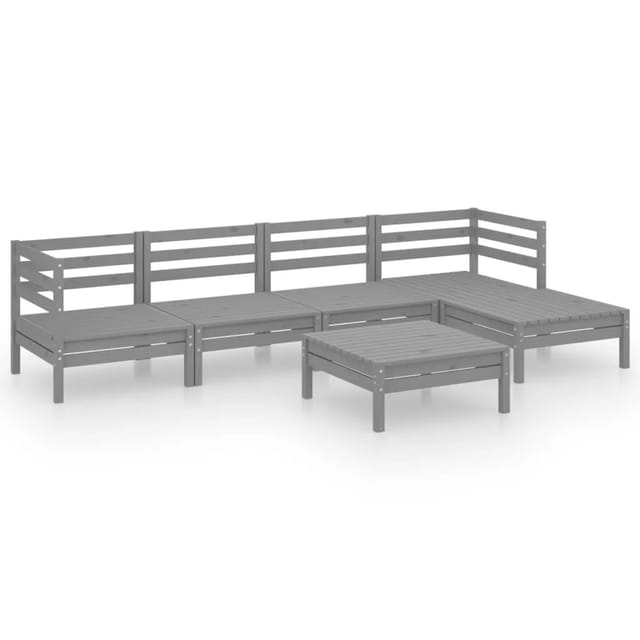 vidaXL 6-tlg Garten-Lounge-Set Massivholz Kiefer Grau Modell 3