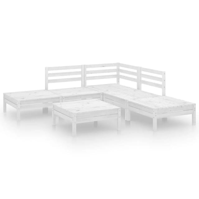 vidaXL 6-tlg Garten-Lounge-Set Massivholz Kiefer Weiß Modell 1