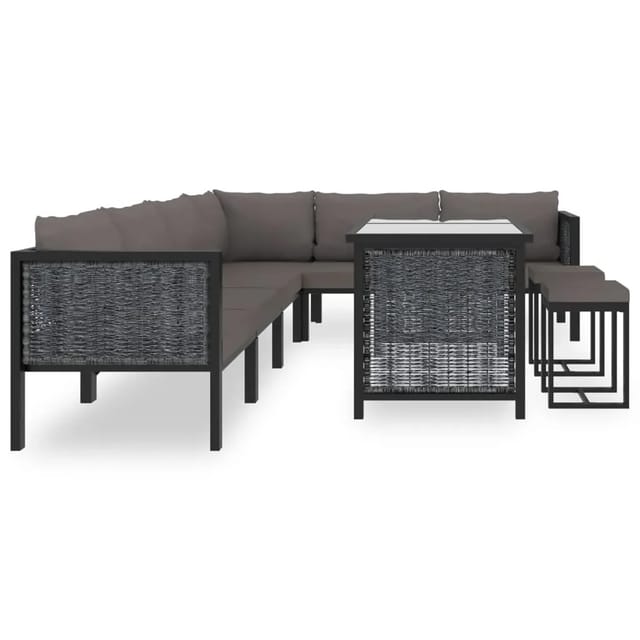 vidaXL 9-tlg Garten-Lounge-Set mit Auflagen Poly Rattan Anthrazit