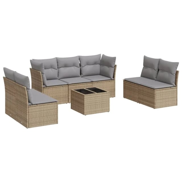 vidaXL 8-tlg Garten-Sofagarnitur mit Kissen Beige Poly Rattan Modell 31