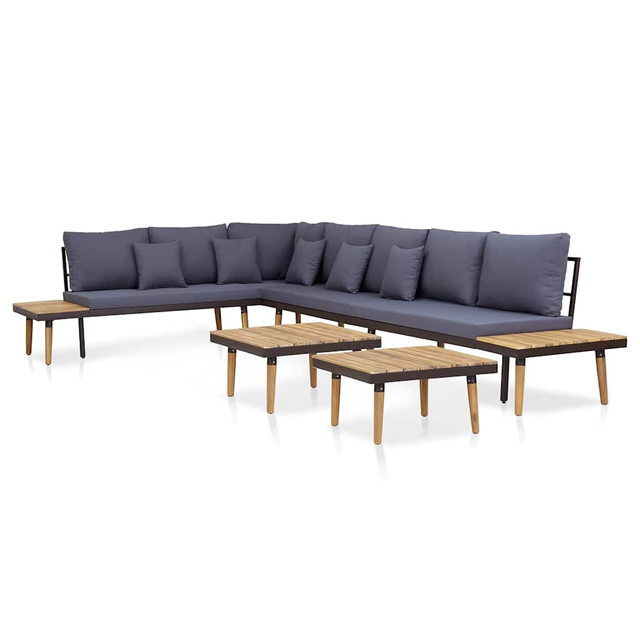 Vidaxl - 7-tlg. Garten-lounge-set Mit Kissen Massivholz Akazie Braun