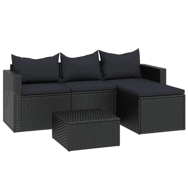 vidaXL Garten-Lounge-Set Schwarz Poly Rattan