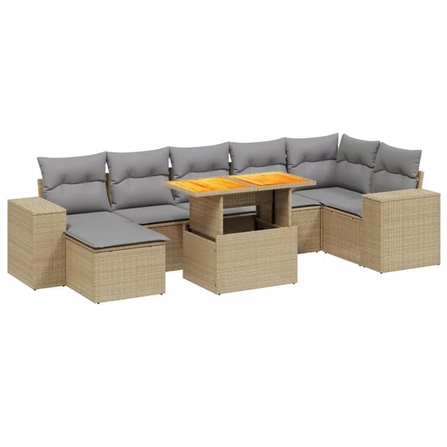 vidaXL 8-tlg Garten-Sofagarnitur mit Kissen Beige Poly Rattan Modell 270