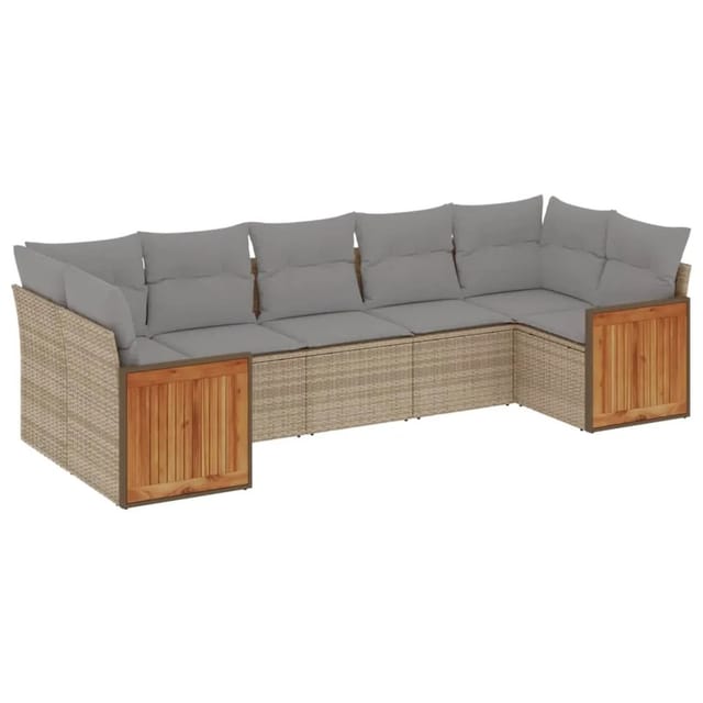 vidaXL 7-tlg Garten-Sofagarnitur mit Kissen Beige Poly Rattan Modell 259