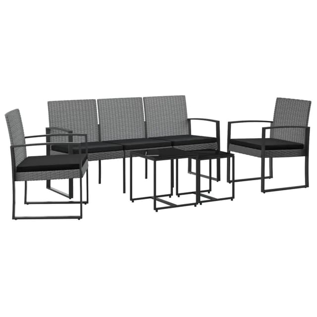 vidaXL 5-tlg Garten-Essgruppe mit Kissen Dunkelgrau PP-Rattan Modell 1