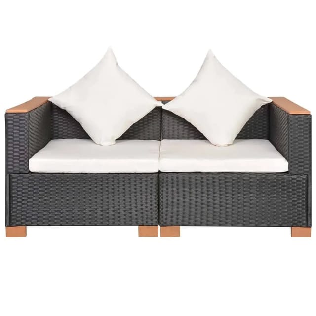vidaXL Gartensofa Poly Rattan Schwarz