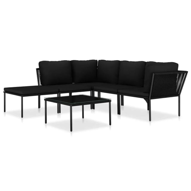 vidaXL 6-tlg Garten-Lounge-Set mit Auflagen Schwarz PVC Modell 2
