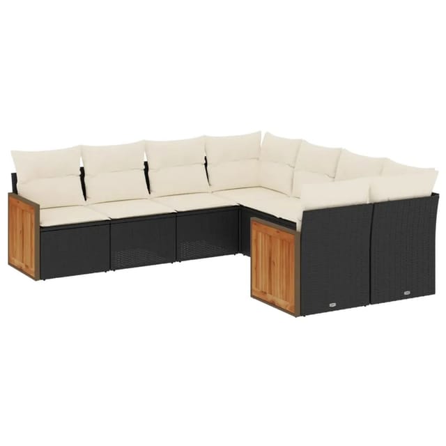 vidaXL 8-tlg Garten-Sofagarnitur mit Kissen Schwarz Poly Rattan Modell 206