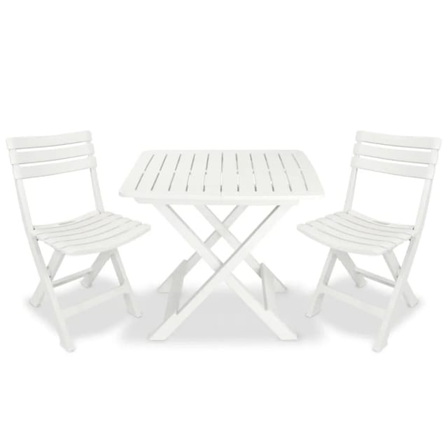 vidaXL 3-tlg Bistro-Set Klappbar Kunststoff Weiß