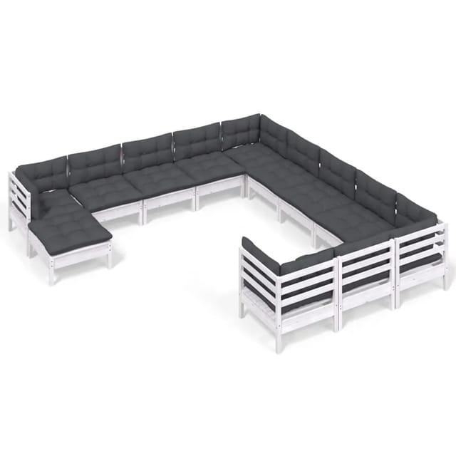 vidaXL 12-tlg Garten-Lounge-Set mit Kissen Weiß Kiefernholz Modell 4