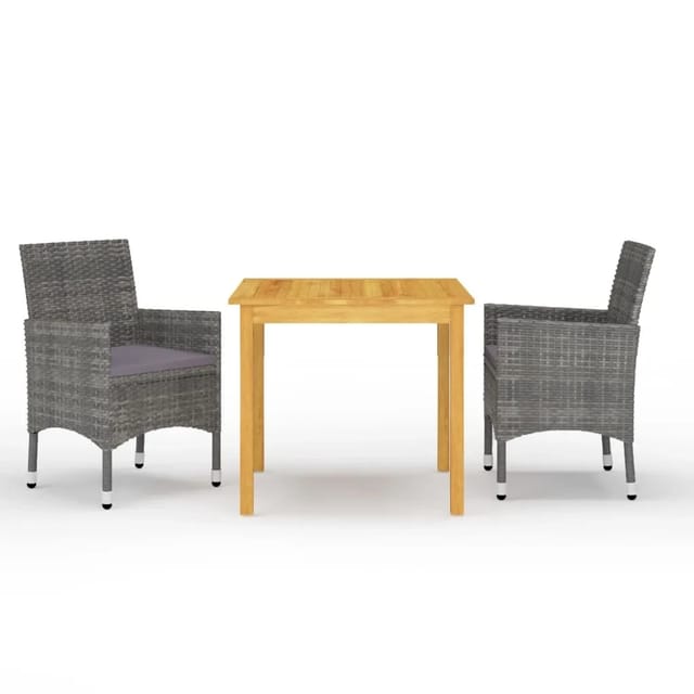 vidaXL 3-tlg Garten-Essgruppe Grau Modell 1