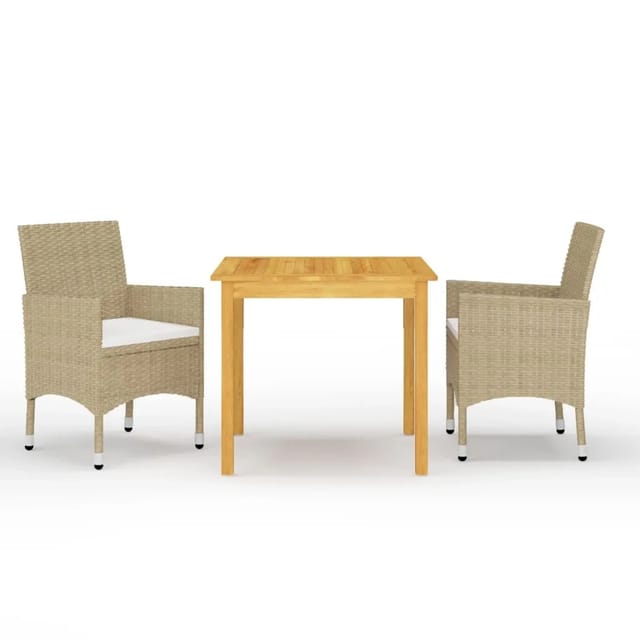 vidaXL 3-tlg Garten-Essgruppe Beige Modell 1