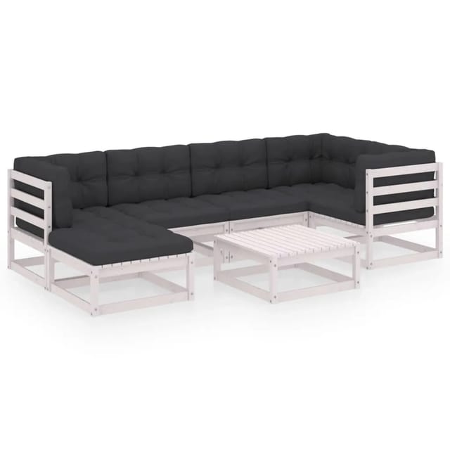 vidaXL 7-tlg Garten-Lounge-Set mit Kissen Kiefer Massivholz Modell 28