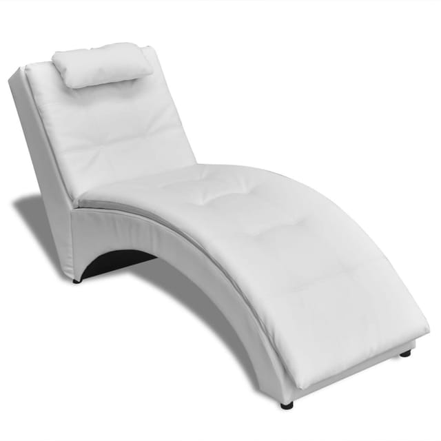 vidaXL Chaiselongue mit Kissen Weiß Kunstleder Modell 2