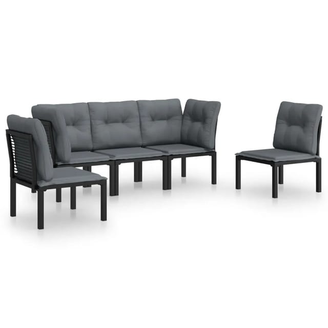 vidaXL 5-tlg Garten-Lounge-Set Schwarz und Grau Poly Rattan Modell 1