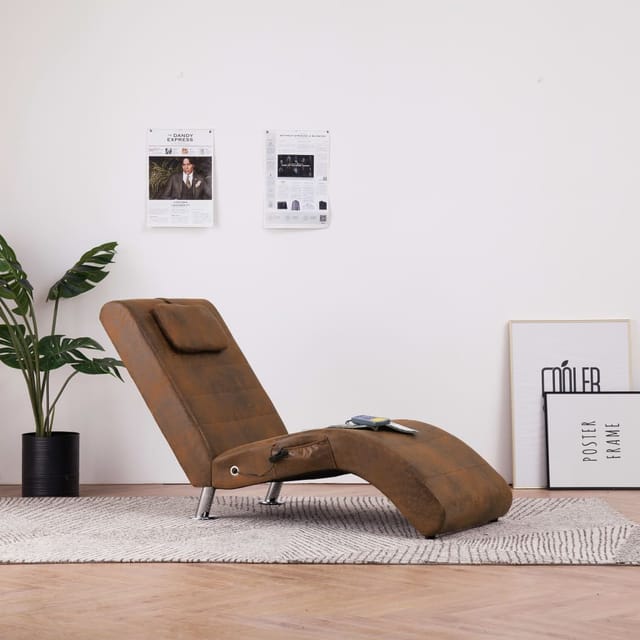 vidaXL Massage Chaiselongue mit Kissen Braun Wildleder-Optik Modell 1