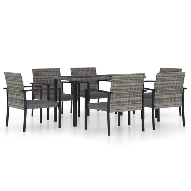 vidaXL 7-tlg Garten-Essgruppe Poly Rattan Grau Modell 3