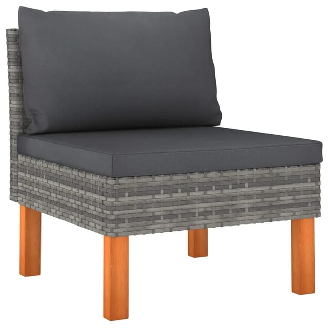 vidaXL 9-tlg Garten-Lounge-Set Poly Rattan und Eukalyptusholz Grau