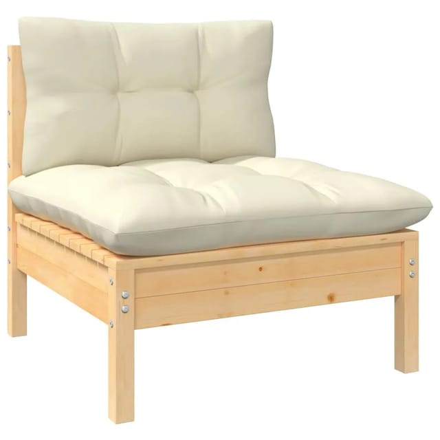 vidaXL 4-tlg Garten-Lounge-Set mit Creme Kissen Kiefer Massivholz