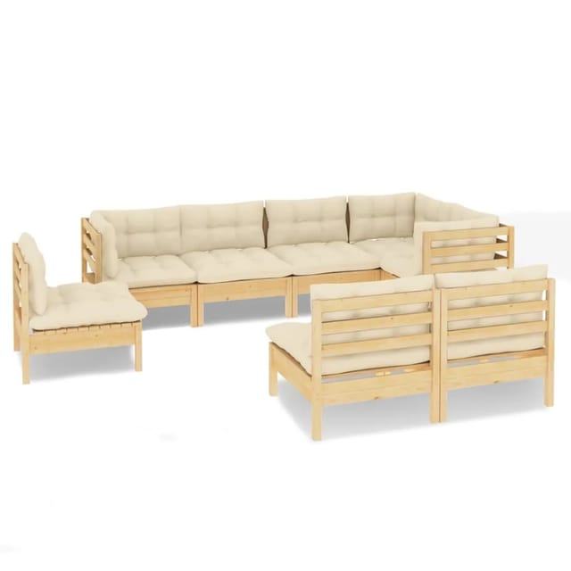 vidaXL 8-tlg Garten-Lounge-Set mit Creme Kissen Massivholz Kiefer Modell 8