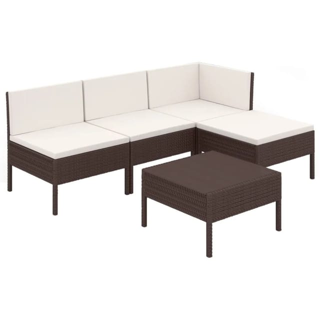 vidaXL 5-tlg Garten-Lounge-Set mit Auflagen Poly Rattan Braun Modell 13