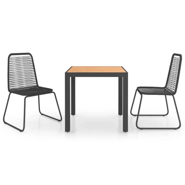 vidaXL 3-tlg Garten-Essgruppe PVC Rattan Schwarz und Braun