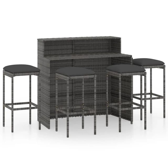 vidaXL 5-tlg Gartenbar-Set mit Kissen Grau Modell 1