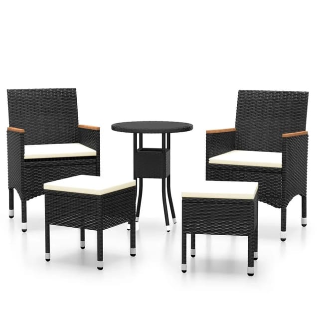 vidaXL 5-tlg Garten-Lounge-Set Poly Rattan Schwarz Modell 5