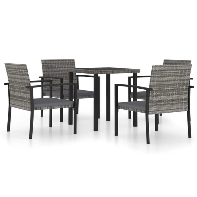 vidaXL 5-tlg Garten-Essgruppe Poly Rattan Grau Modell 4