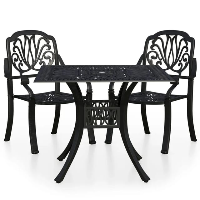 vidaXL 3-tlg Bistro-Set Aluminiumguss Schwarz Modell 4