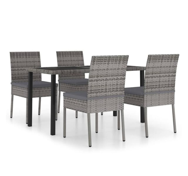 vidaXL 5-tlg Garten-Essgruppe Poly Rattan Grau Modell 3