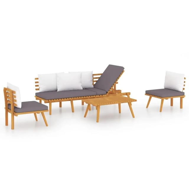 vidaXL 4-tlg Garten-Lounge-Set mit Kissen Massivholz Akazie Modell 6