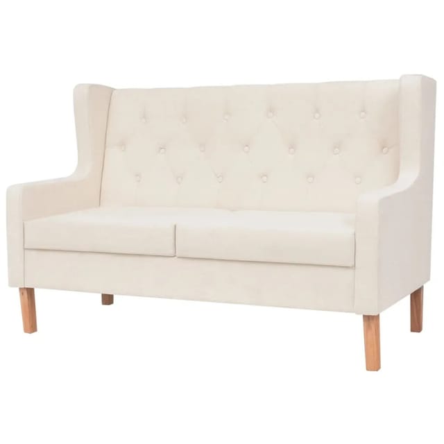 vidaXL 2-Tlg Sofa-Set Stoff Cremeweiß Modell 1
