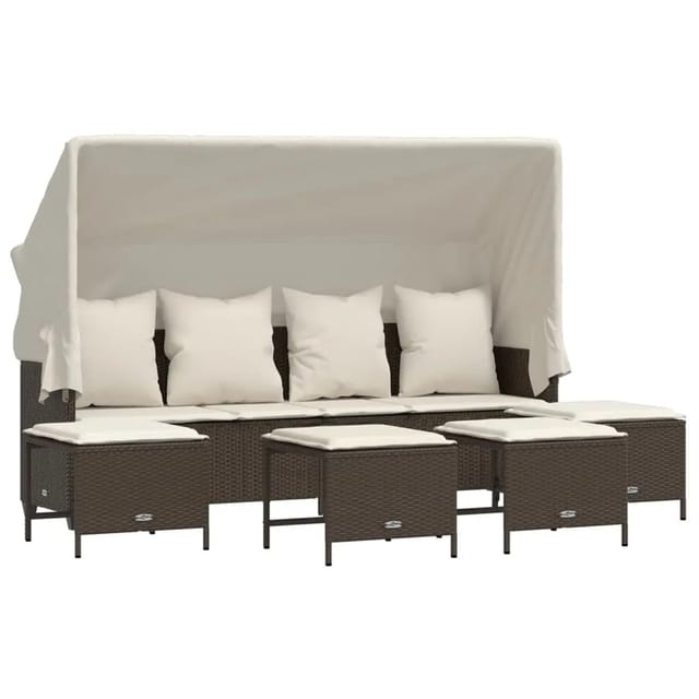 vidaXL 5-tlg Garten-Sofagarnitur mit Kissen Braun Poly Rattan Modell 12