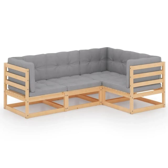 vidaXL 4-tlg Garten-Lounge-Set mit Kissen Kiefer Massivholz Modell 15